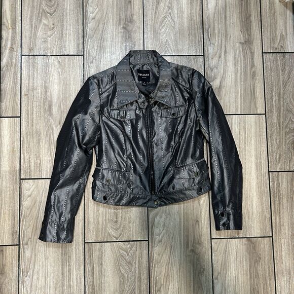 Womens Jacket 8 Full Zip Moto Gray Festival Event Grunge Rockabilly - Picture 1 of 11